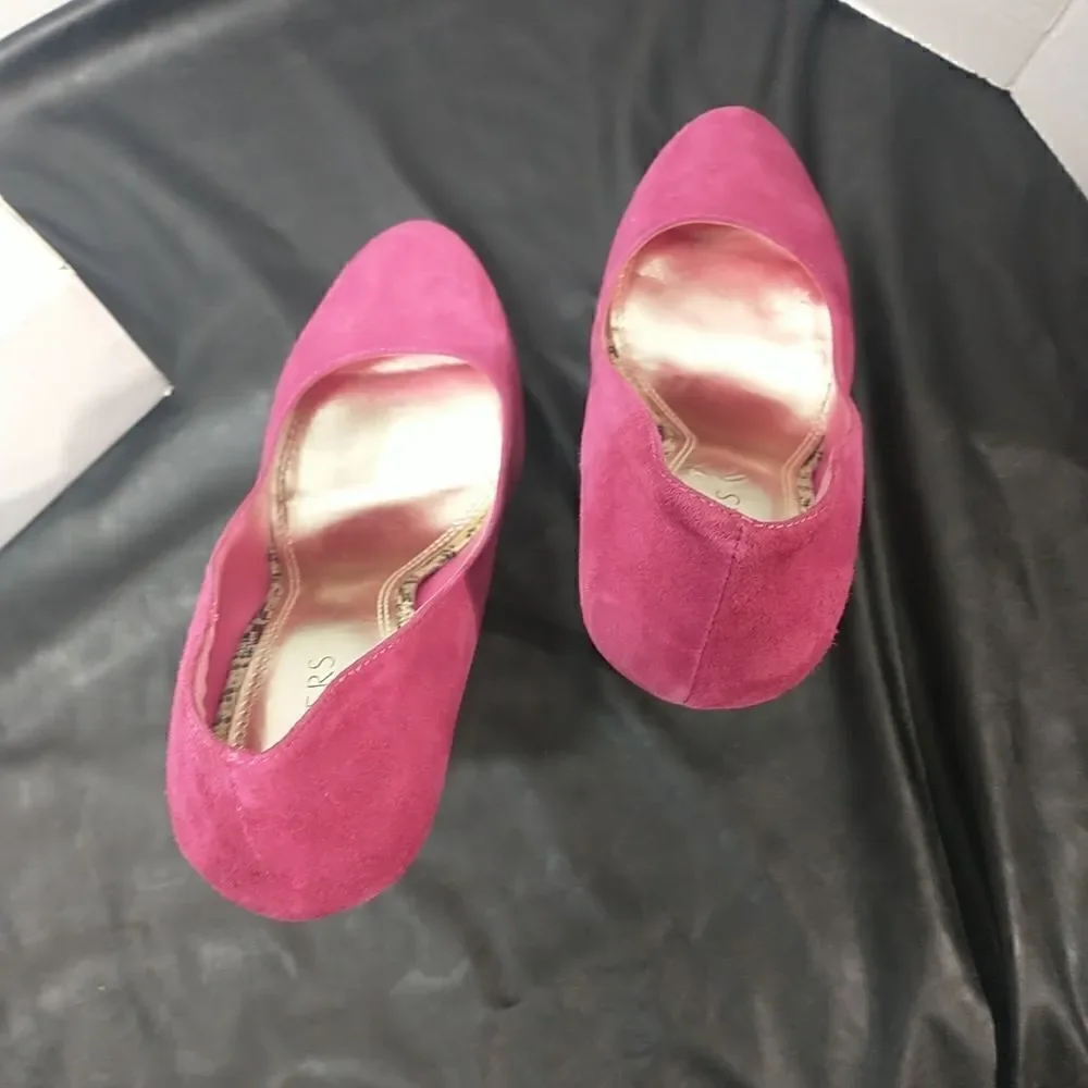 Bakers Woman's SZ 10 M Pink Orange Suede Snakeskin Pumps